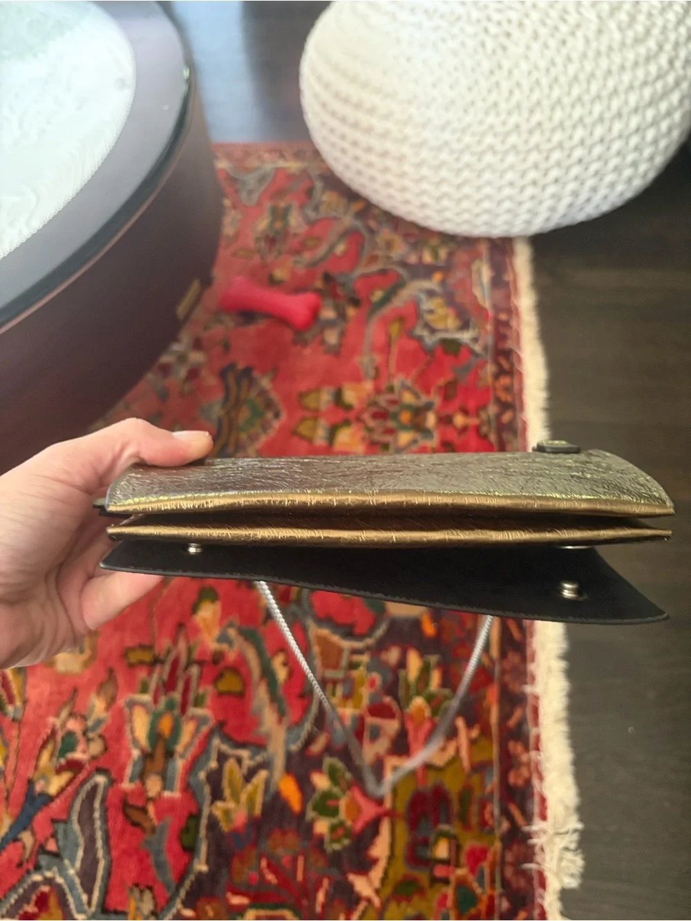 AllSaints Metallic Gold Leather Clutch